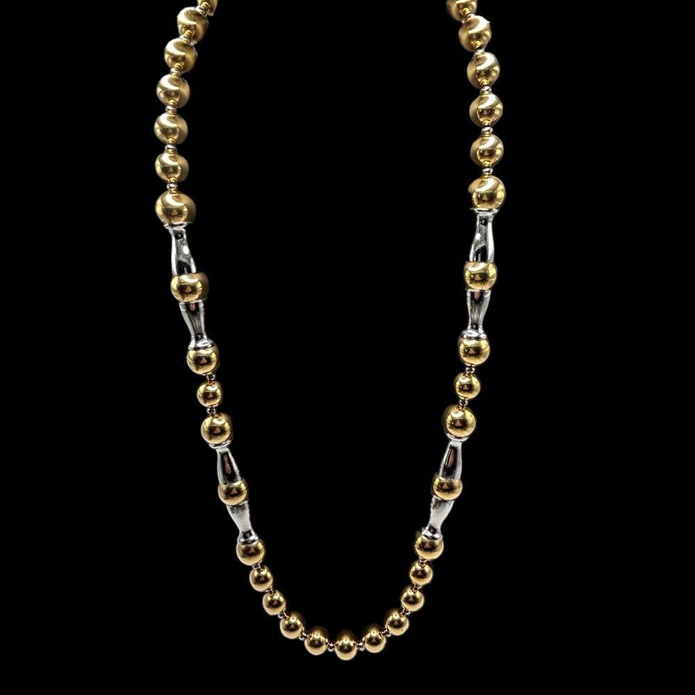 Chunky Napier Two Tone Long Bead Necklace